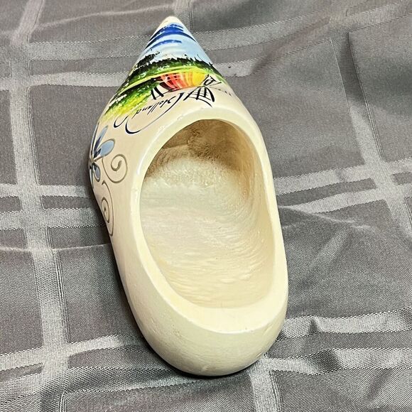 Holland Dutch Hand Carved & Paint Wood Shoe Clog Decor Wall Hang Feat Souvenir - Picture 5 of 6
